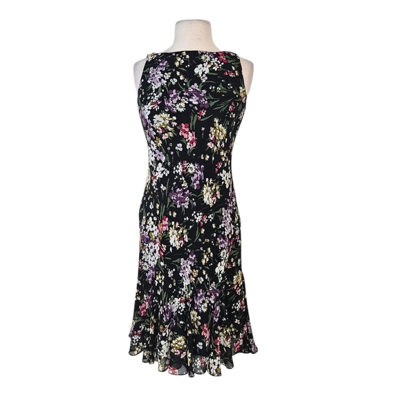 Chaps Dresses & Skirts - Ralph Lauren Chaps Black Floral Print Ruffle Hem Dress